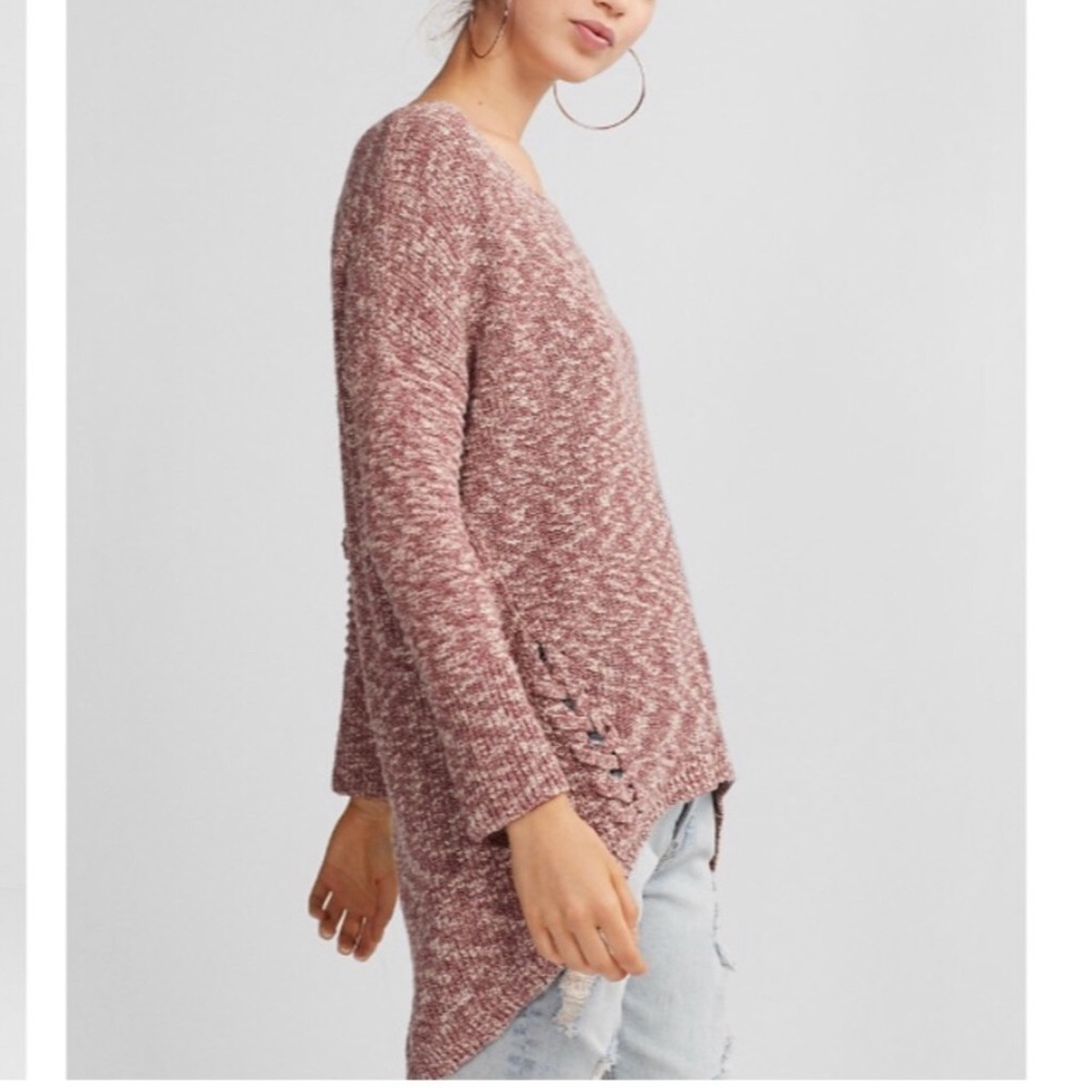 Express marled lace up side tunic sweater